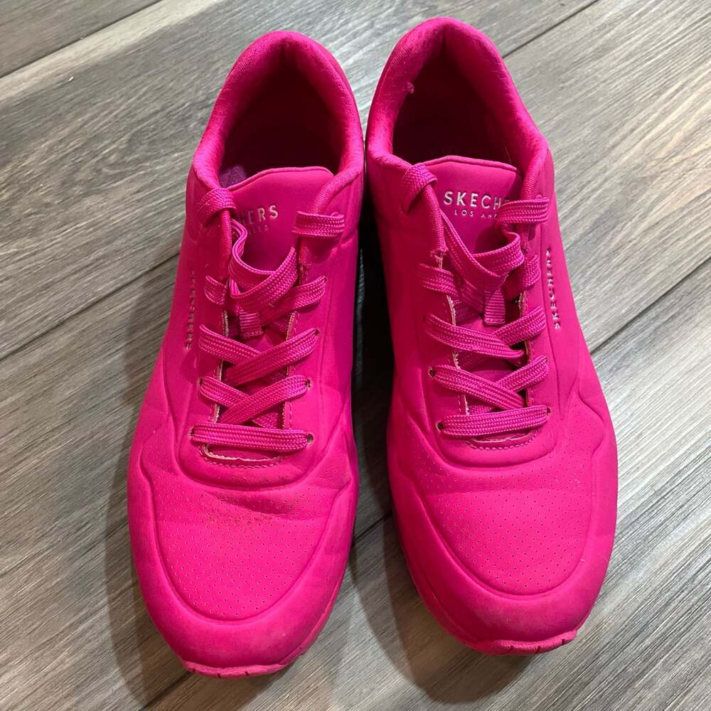 Skechers Women's Street Uno - Night Shades Hot Pink Casual Sneakers - Picture 4 of 5